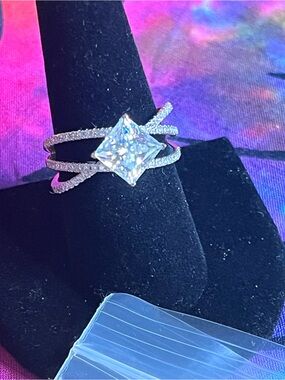 3 CTW D Color Princess Cut Moissanite Ring Size 9